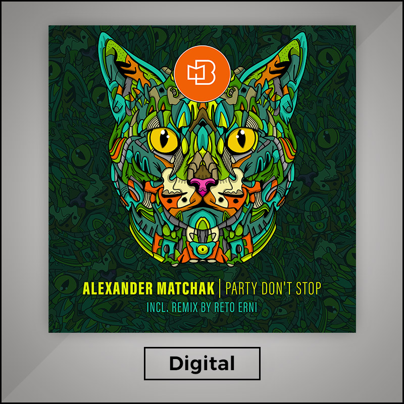 Cover graphic of the Release by Alexander Matchak "party don't stop", incl. remix by Reto Erni